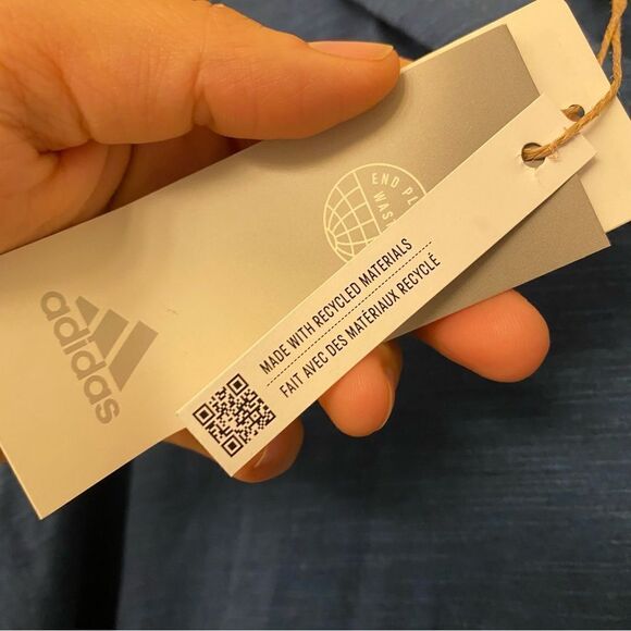 Adidas Woman’s Essentials Slub 1/4 Button blue lightweight Hoodie -XL NWT - Picture 6 of 11